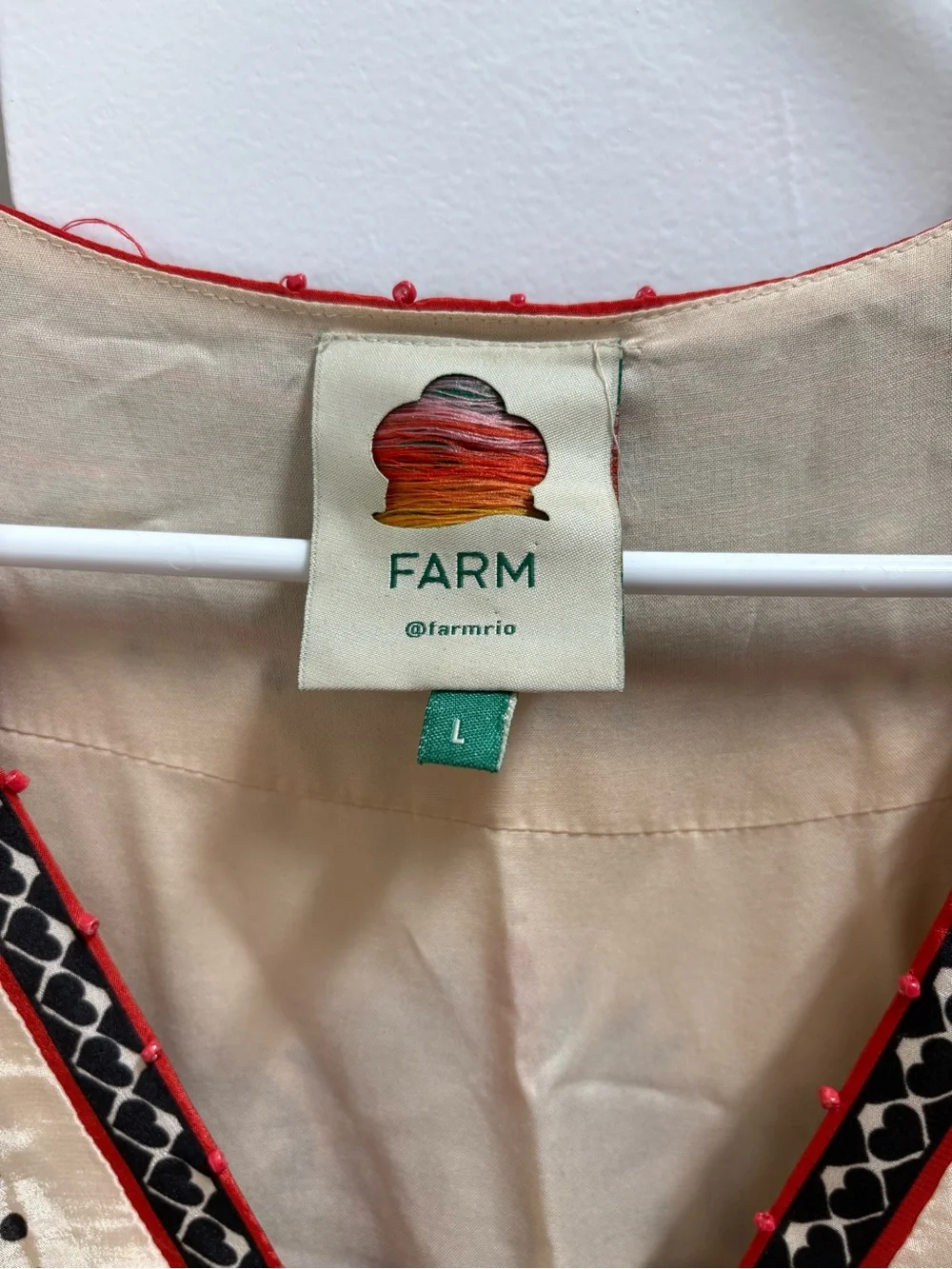 FARM Rio Cream Maxi Dress with Black & Red Embroidery - Picture 4 of 5